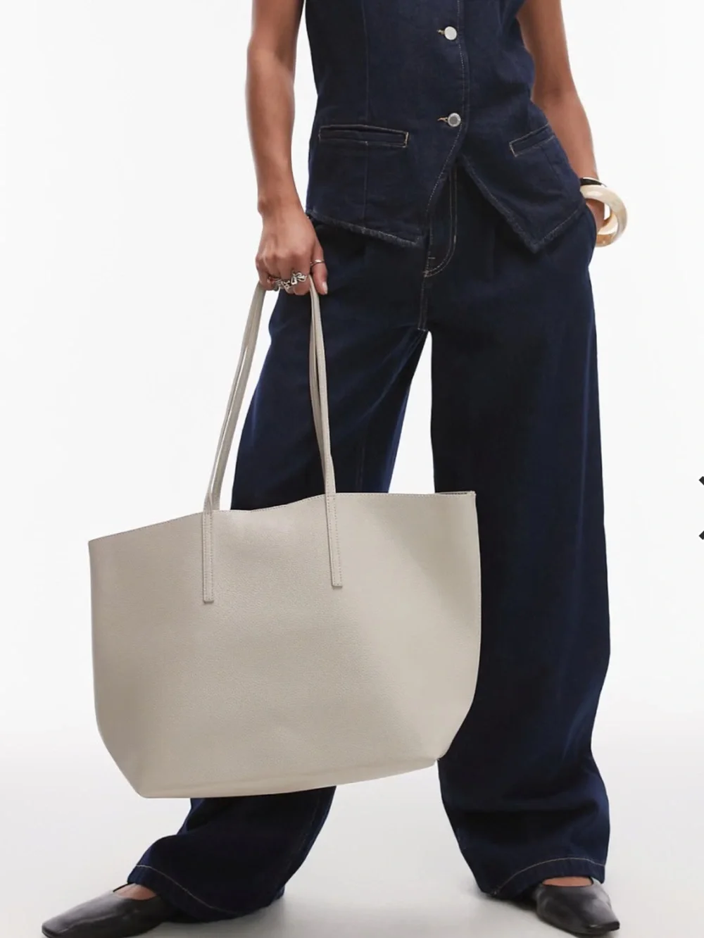 NWOT MANGO Large Tote Bag in Beige - Picture 2 of 11